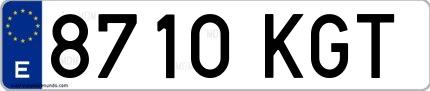 Ejemplo de matrícula española 8710 KGT