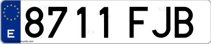 Ejemplo de matrícula de coche ordinaria 8711 FJB