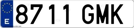 Ejemplo de matrícula española 8711 GMK