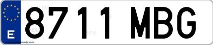 Ejemplo de matrícula española 8711 MBG