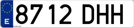 Ejemplo de matrícula española 8712 DHH