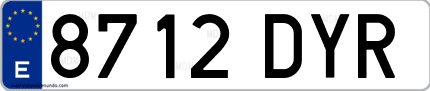 Ejemplo de matrícula de coche ordinaria 8712 DYR