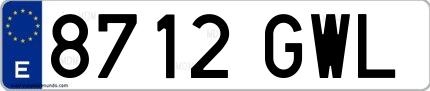 Ejemplo de matrícula española 8712 GWL
