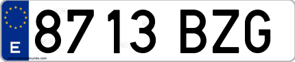 Ejemplo de matrícula de coche ordinaria 8713 BZG
