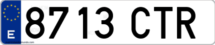 Ejemplo de matrícula de coche ordinaria 8713 CTR