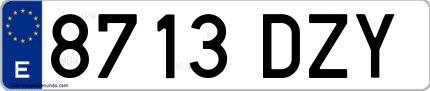Ejemplo de matrícula española 8713 DZY