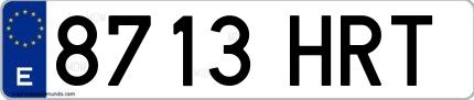 Ejemplo de matrícula española 8713 HRT