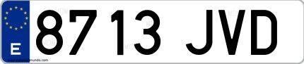 Ejemplo de matrícula española 8713 JVD