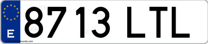 Ejemplo de matrícula de coche ordinaria 8713 LTL