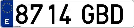 Ejemplo de matrícula española 8714 GBD