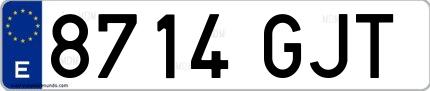 Ejemplo de matrícula española 8714 GJT