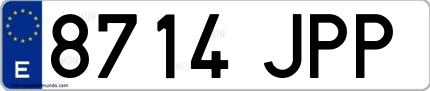 Ejemplo de matrícula española 8714 JPP
