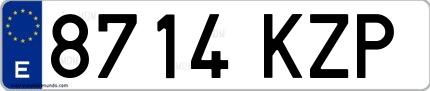 Ejemplo de matrícula española 8714 KZP