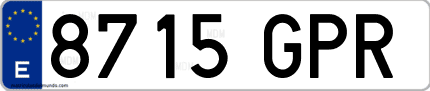 Ejemplo de matrícula de coche ordinaria 8715 GPR
