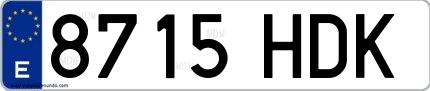 Ejemplo de matrícula española 8715 HDK