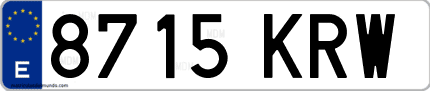 Ejemplo de matrícula de coche ordinaria 8715 KRW