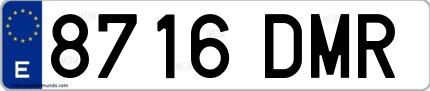 Ejemplo de matrícula española 8716 DMR