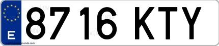 Ejemplo de matrícula española 8716 KTY