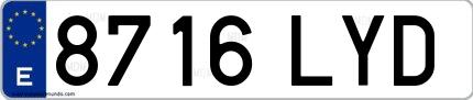 Ejemplo de matrícula española 8716 LYD