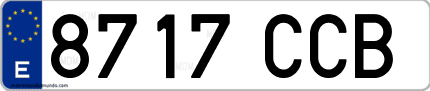 Ejemplo de matrícula de coche ordinaria 8717 CCB