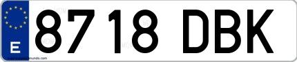 Ejemplo de matrícula española 8718 DBK