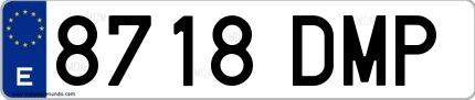 Ejemplo de matrícula española 8718 DMP