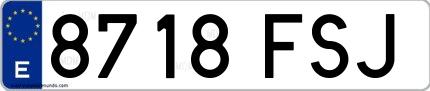 Ejemplo de matrícula española 8718 FSJ