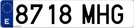 Ejemplo de matrícula española 8718 MHG