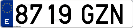Ejemplo de matrícula de coche ordinaria 8719 GZN