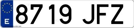 Ejemplo de matrícula española 8719 JFZ
