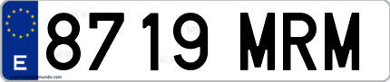 Ejemplo de matrícula de coche ordinaria 8719 MRM