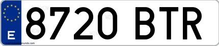 Ejemplo de matrícula española 8720 BTR