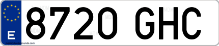 Ejemplo de matrícula de coche ordinaria 8720 GHC