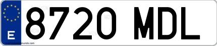 Ejemplo de matrícula española 8720 MDL