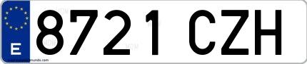 Ejemplo de matrícula española 8721 CZH