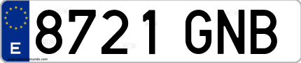 Ejemplo de matrícula de coche ordinaria 8721 GNB