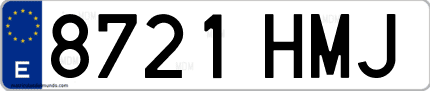 Ejemplo de matrícula de coche ordinaria 8721 HMJ