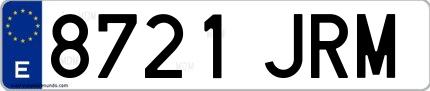 Ejemplo de matrícula española 8721 JRM