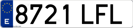 Ejemplo de matrícula de coche ordinaria 8721 LFL