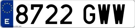 Ejemplo de matrícula española 8722 GWW