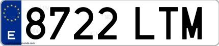Ejemplo de matrícula española 8722 LTM