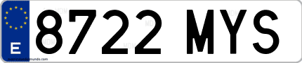 Ejemplo de matrícula de coche ordinaria 8722 MYS