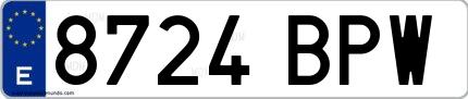Ejemplo de matrícula española 8724 BPW