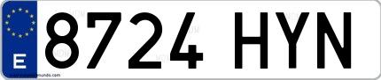 Ejemplo de matrícula española 8724 HYN
