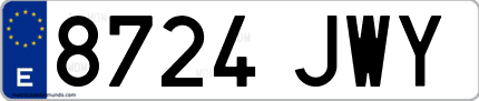 Ejemplo de matrícula de coche ordinaria 8724 JWY