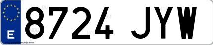 Ejemplo de matrícula española 8724 JYW