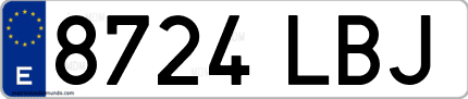 Ejemplo de matrícula de coche ordinaria 8724 LBJ