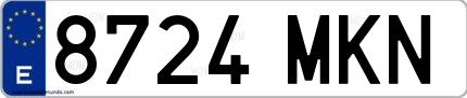 Ejemplo de matrícula española 8724 MKN