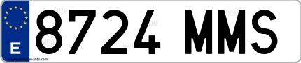 Ejemplo de matrícula española 8724 MMS
