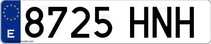 Ejemplo de matrícula española 8725 HNH